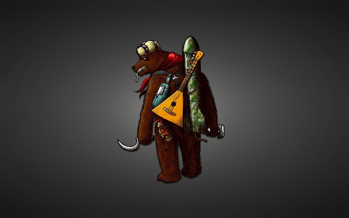 Bear with balalaika and rocket