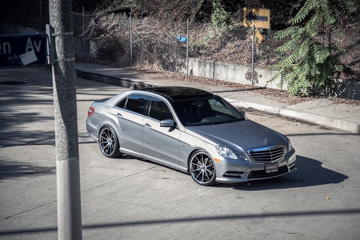 Silver Mercedes-Benz E350 with Rohana Wheels