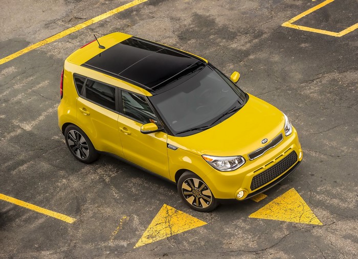 Yellow 2015 Kia Soul with Black Roof