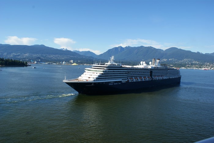 Holland America Line cruise ship sailing in Vancouver