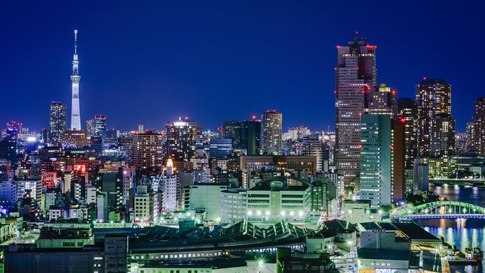 Tokyo Skytree and cityscape at night