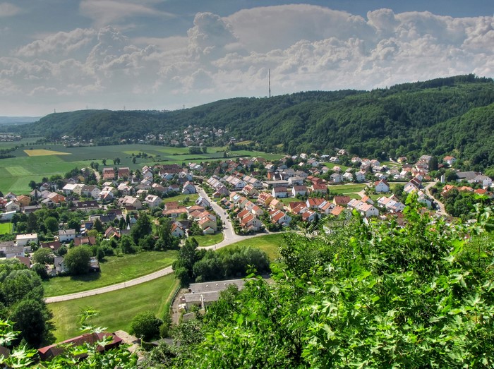 Donaustauf, Bavaria, Germany: Houses and Hills