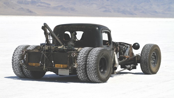 Rat Rod tow truck on a salt flat