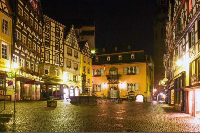 Street in Cochem, Germany at Night