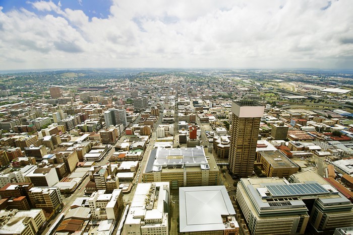 Aerial view of Johannesburg, South Africa cityscape