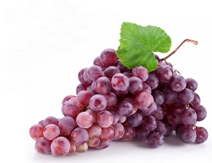 Red Grapes with a Leaf