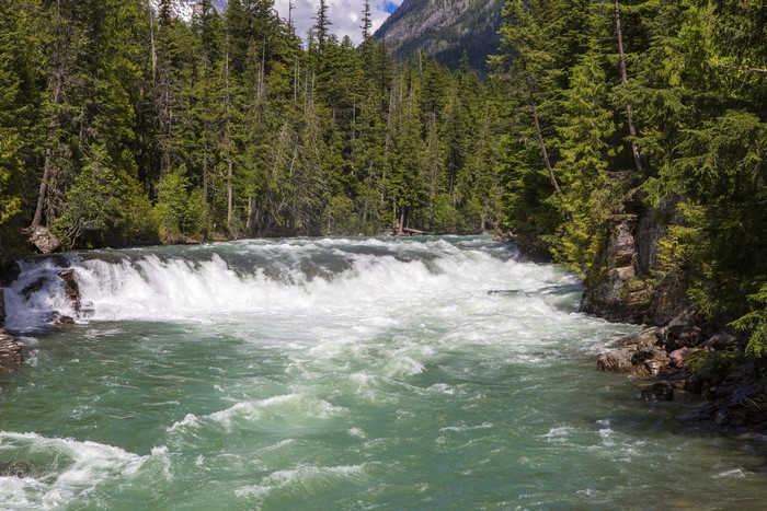 Waterfall in Glacier National Park, Montana, USA