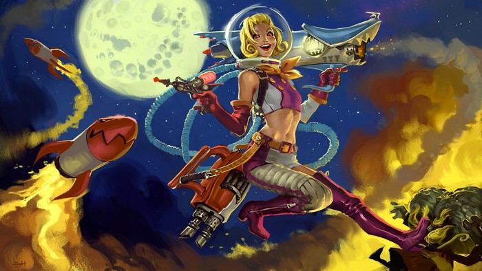 Jinx from League of Legends in space