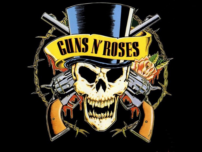 Guns N' Roses logo with skull and pistols