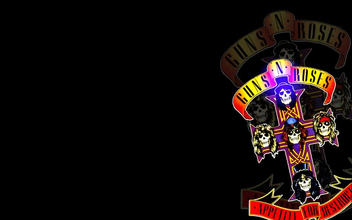 Guns N' Roses logo with skulls and cross