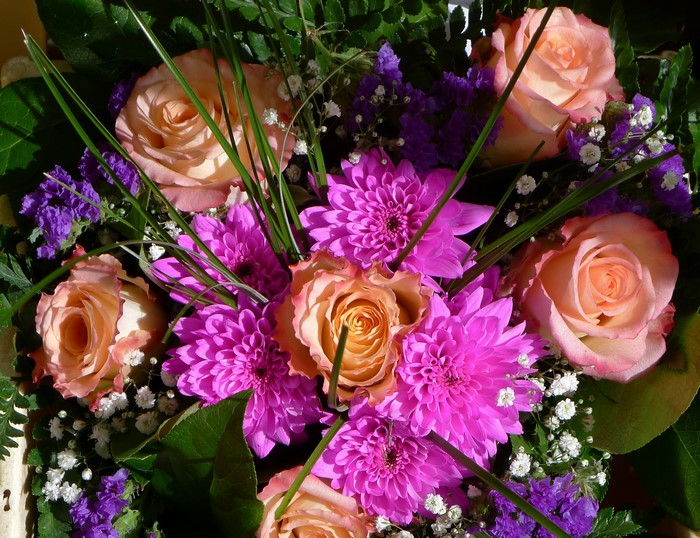 Bouquet of Roses and Chrysanthemums