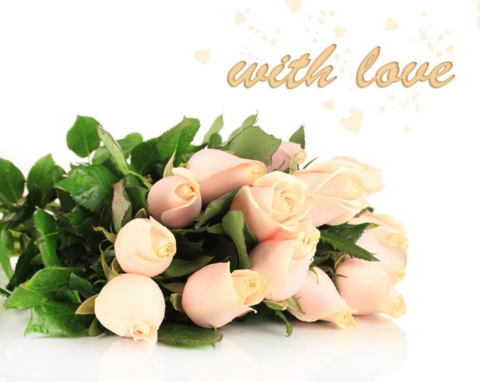 Bouquet of Roses with "With Love" Text