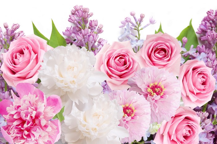 4K Roses, Peonies, and Lilac Closeup