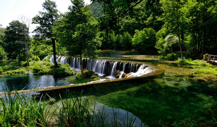 Waterfalls and trees in Pliva, Bosnia and Herzegovina