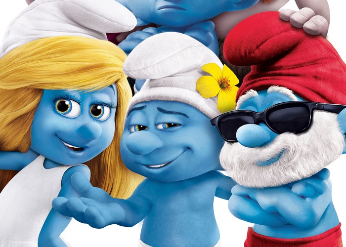 Smurfette, Papa Smurf, and Hefty Smurf from The Smurfs