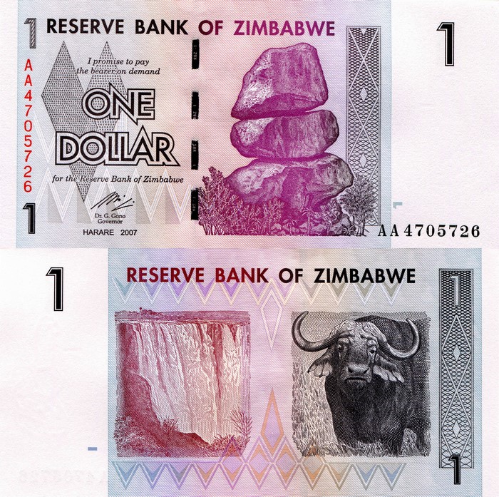 1 Dollar Zimbabwe Banknote