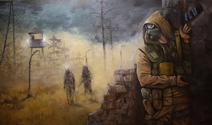 STALKER characters in a post-apocalyptic landscape