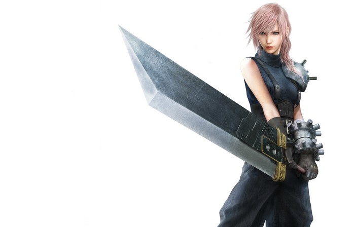 Lightning from Final Fantasy XIII holding a large sword