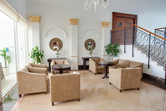 Interior living room with sofas and armchairs