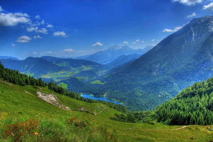 Scenic view of Bavarian Alps with a lake