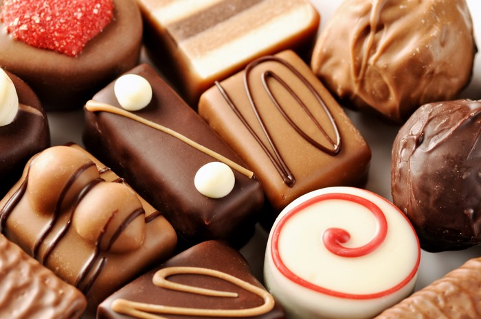Assortment of gourmet chocolates and candies