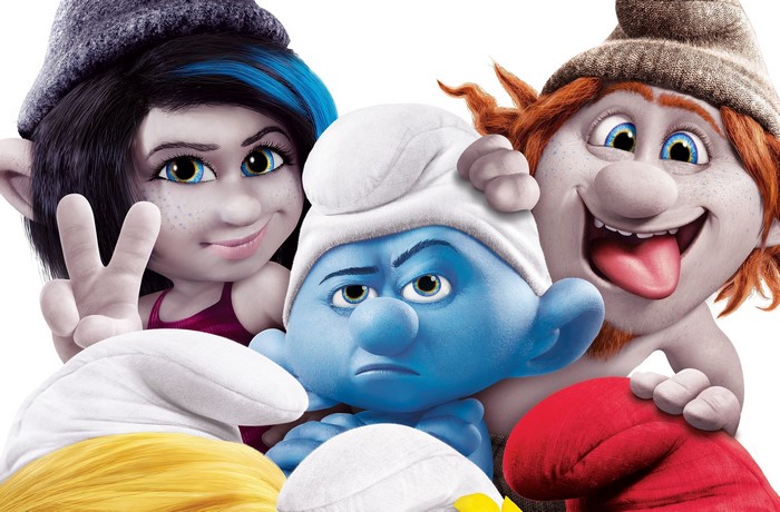 Smurfette, Papa Smurf, and Clumsy Smurf from The Smurfs