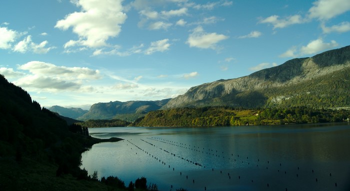 Lake and mountains in Flekke, Norway