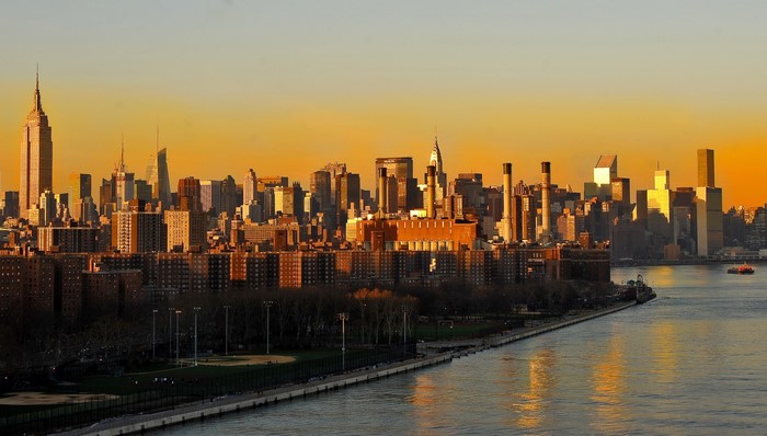 New York City Skyline at Sunset over the River