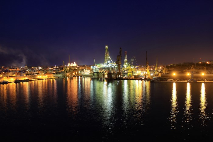 Port of Valletta at night, Malta