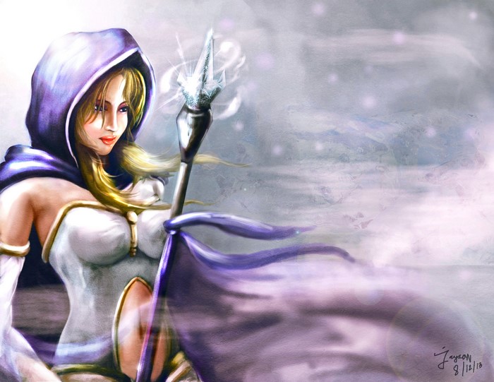 Crystal Maiden from DOTA 2 holding a staff