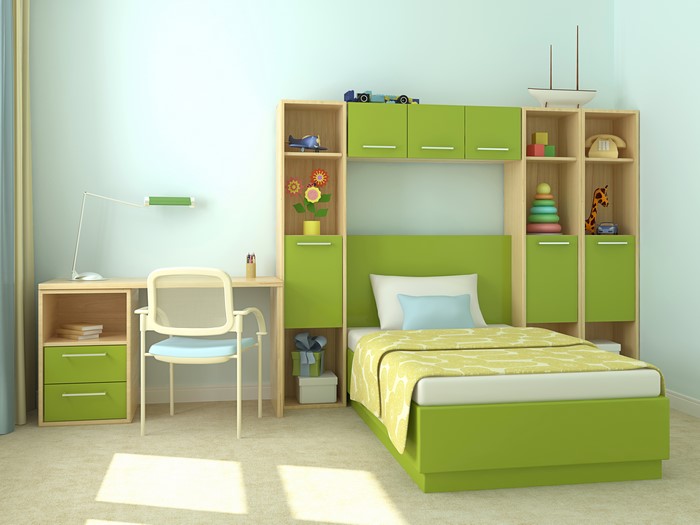 Children's room with bed and desk