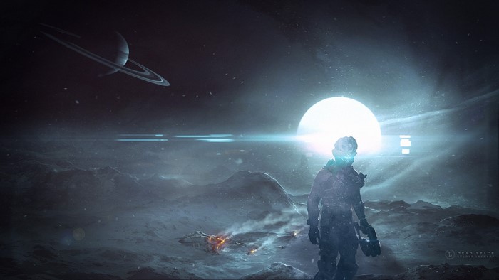 Isaac Clarke from Dead Space on an alien planet