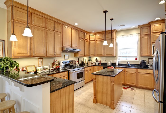 Kitchen Interior Design with Pendant Lamps