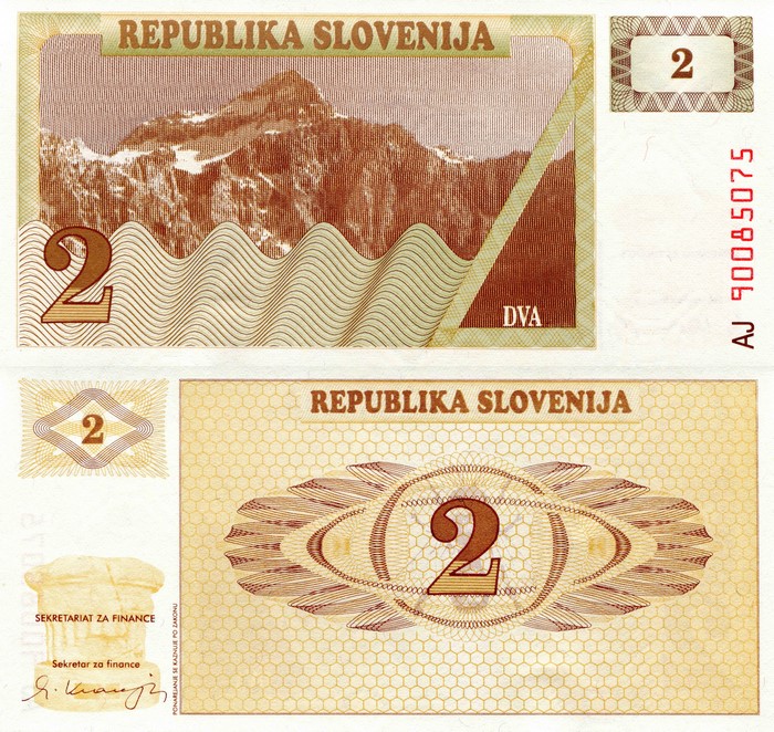 2 Tolar banknote from Slovenia