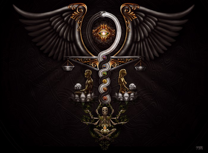 4K Caduceus with Wings and Eye of Providence