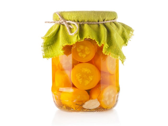Jar of pickled yellow squash