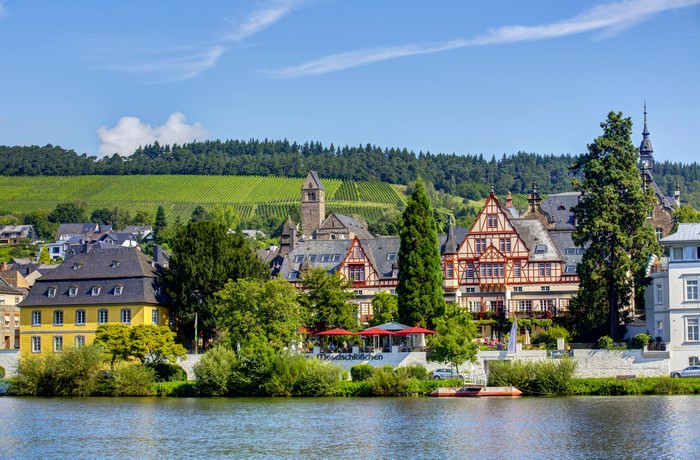 Traben-Trarbach Germany Riverfront with Vineyards