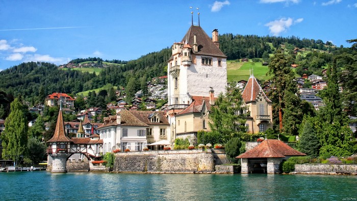 Oberhofen Castle on Lake Thun, Switzerland