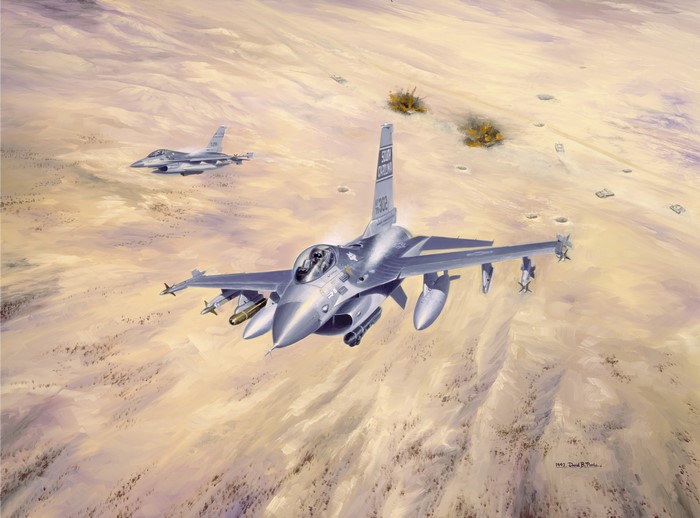 F-16 Fighter Jets in Desert Combat