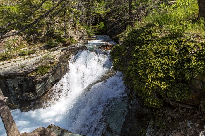 Waterfall in Glacier National Park, Montana, USA