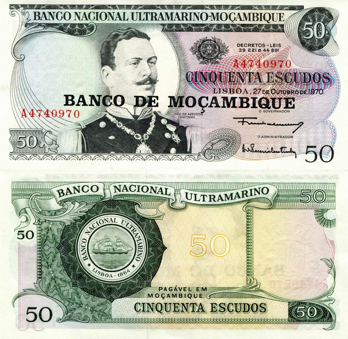 50 Escudos Mozambique Banknote with Portrait