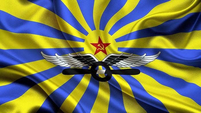 Soviet Air Force flag with wings and propeller
