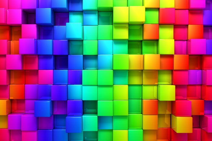 Abstract geometric cubes in rainbow colors