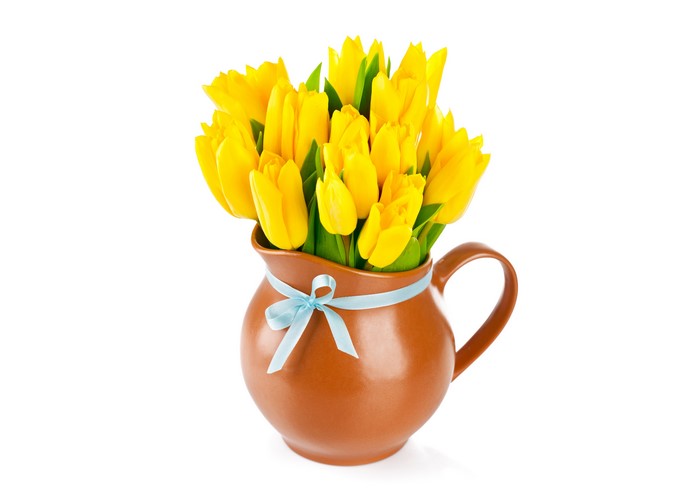 Yellow Tulips in a Brown Jug