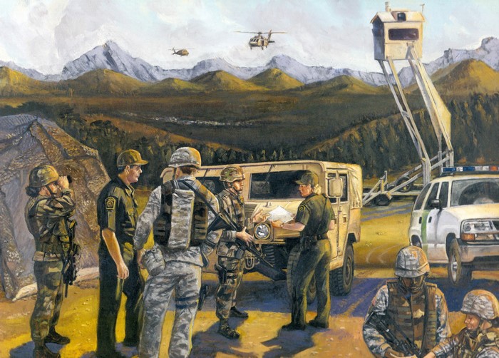 Soldiers and Border Patrol at Operation Jump Start