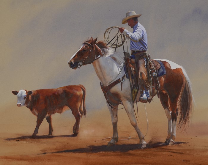 Cowboy with Lasso and Calf by John Fawcett