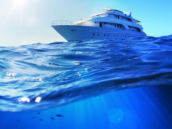 Luxury yacht sailing on the sea