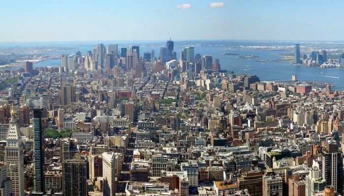 New York City Skyline with Water and Islands