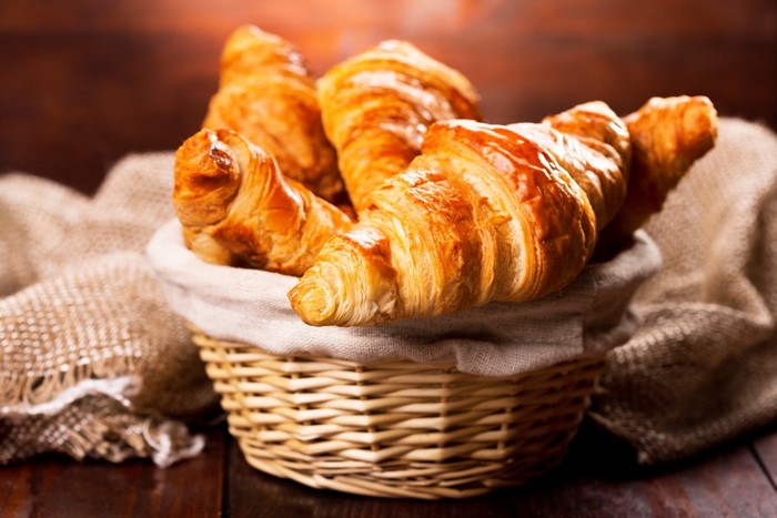 Croissants in a wicker basket