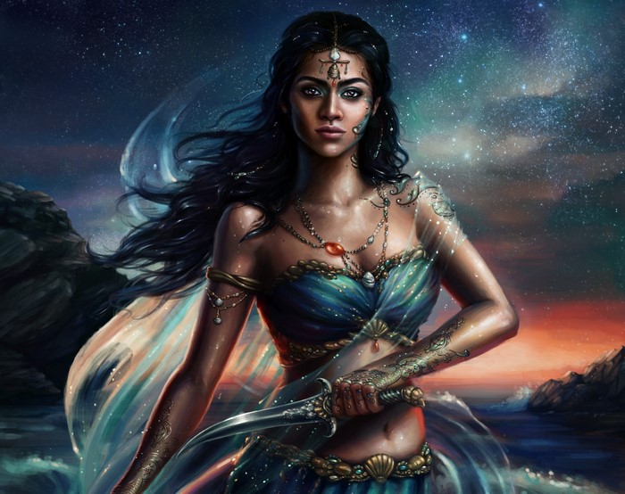 Mermaid with a Knife under the Stars